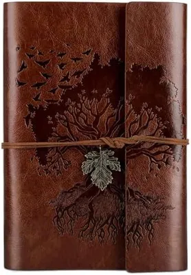 Produktbild von Kunstleder-Tagebuch, Nachfüllbar, VintageTagebuch Reisetagebuch zum Schreiben, Reise-Notizbuch, Tagebuch, Geschenk für Mädchen, Jungen, Frauen, Männer, Blanko-Seitenm, A5 23.3 × 16 cm, Braun