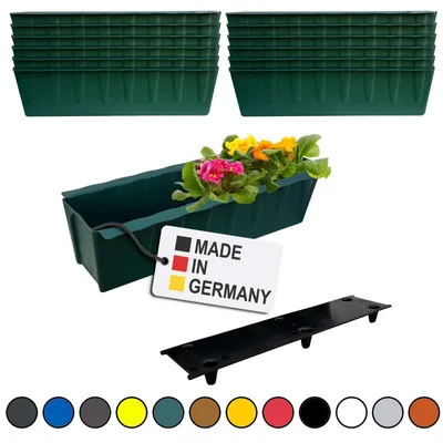 Image de BURI 12 inserts de jardinières pour palettes Euro avec tapis d'arrosage | 37,3cm vert foncé | Jardinière pour palette Euro | Balconnière | Pot de fleurs | en plastique solide | Germany