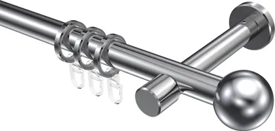 Produktbild von Interdeco Gardinenstange / Vorhangstange Chrom, Typ Prestige Luino (Kugel), 20 mm Ø 1-läufig, 220 cm