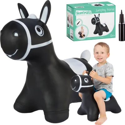 Immagine prodotto di Hoppimals cavallo nero gonfiabile con pompa giocattolo gonfiabile di gomma