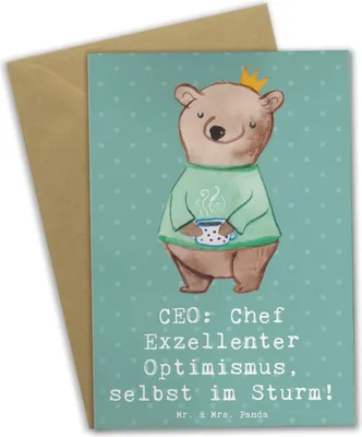Produktbild von Mr. & Mrs. Panda Glückwunschkarte CEO Optimismus - Meeresbrise - Geschenk, hochzeitskarten, Geschäftsstrategie, Berufsliebe, Beruf, Grußkarte, Berufe, weihnachtskarten
