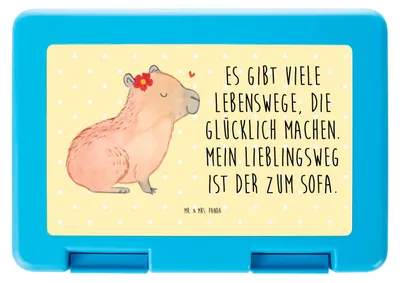 Produktbild von Mr. & Mrs. Panda Lunchbox Capybara Blume - Gelb Pastell - Geschenk, Brotzeitbox, Frühstücksbox, Vorratsbehälter, Bentobox, Bento Box, Tiere