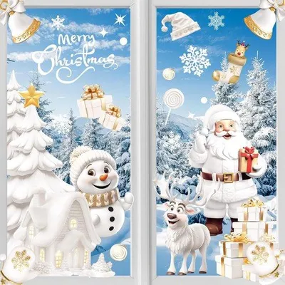 Produktbild von Selbstklebende Winter-Kerzenraumschmuck, herstellbare Kerzenraumschmuck, Kerzenraumschmuck für Fenster, Fenstersticker für Winter, Fenstersticker mit Kerzenmotiv