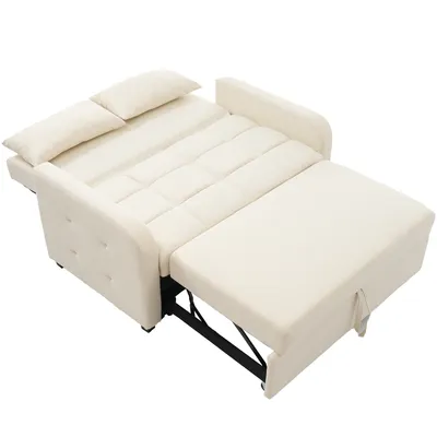 Produktbild von Merax multifunktionales Klappsofa Bett – Verstellbare Rückenlehne, Schlafsofa 180x127 cm, Platzsparendes 2-in-1 Sofa mit Kissen, Beige