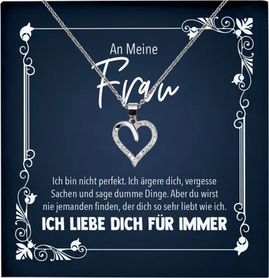 Produktbild von 22Feels Echt Silber Halskette - Ehefrau Geschenk Hochzeitstag Schmuck Set Frauen Valentinstag für Sie Geburtstag - Herz Anhänger, Karte