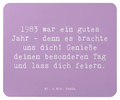 Produktbild von Mr. & Mrs. Panda Mouse Pad Spruch 1983 Geburtstag - Lavendeltraum - Geschenk, Mauspad, Mousepad, besonderer Tag, pc mausunterlage, Lächeln, Alter, Jubiläum, geschätzt