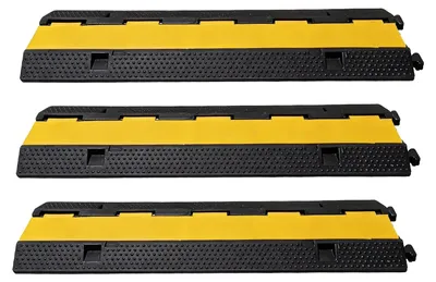 Immagine prodotto di Rampa di protezione per cavi - Set da 3 pezzi - 2 canali - Gomma + PVC - Capacità di carico fino a 4.990 kg - Adatta per parcheggi e accessi