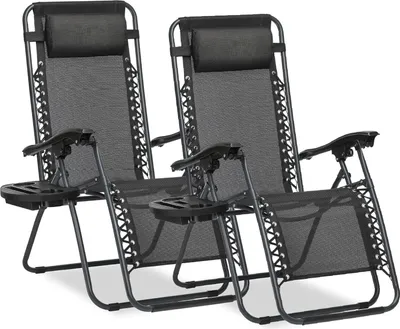 Produktbild von sunnypillow 2er Set Sonnenliegen Liegestuhl klappbar mit Getränkehalter | Gartenstühle für Garten Balkon | Gartenliege wetterfest/Outdoor |