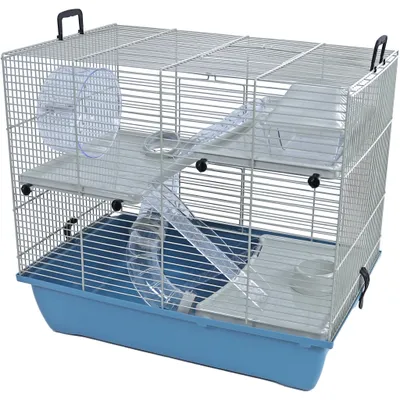 Productafbeelding van Interzoo Hamsterkooi Pinky 3 pastel blauw met 3 plateaus en accessoires