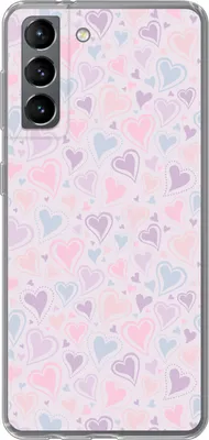 Produktbild von MuchoWow® Handyhülle Schutzhülle Hülle für Telefoonhoesje Samsung Galaxy S21 Mädchen - Herzen - Schnittmuster - Mädchen - Kinder - Kinder Silikon Softcase Handy Hülle - Softcase