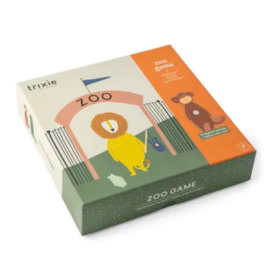 Produktbild von Angelspiel Zoo aus Holz mit 12 nummerierten Tieren, 2 Ruten und Falt-Zoo