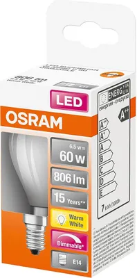 Image de Led Sphérique Verre Dépoli Variable 6.5w E14 Chaud Bte 1 - Osram