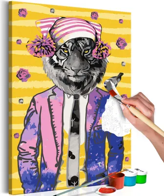 Produktbild von Vlies Malen nach Zahlen - Tiger in Hat 40x60 cm Tiere n-A-0600-d-a