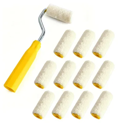 Produktbild von 13-teiliges Farbroller-Set Klein, Lackierwalze 5 cm mit Griff, Schaumstoffrollen für Wandfarbe, Decke und Türen