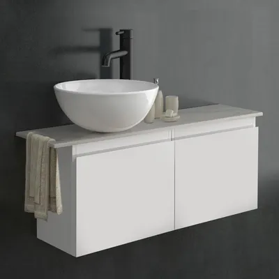 Produktbild von Alpenberger Badmöbel-Set Waschtisch mit Unterschrank & Keramikplatte 55-100 cm, Nano-Becken
