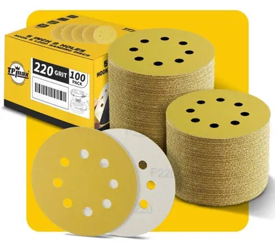 Obrázok produktu pre Brúsne kotúče 125 mm, 8 otvorov, zrnitost 220, s textúrou, určené pre excentrické brúsky, 100 kusov