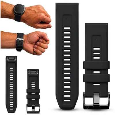 Zdjęcie produktu dla Pasek Megara QuickFit 26 mm do zegarków Garmin, silikonowy czarny