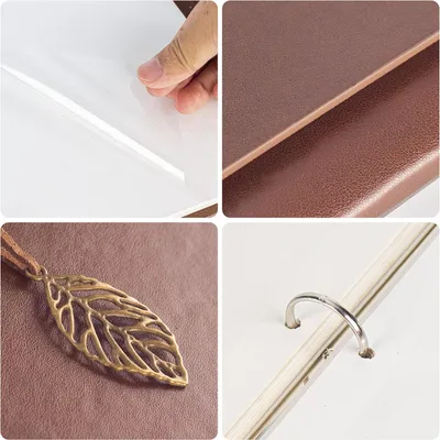 Produktbild von 60 leere Seiten selbstklebendes Fotoalbum - DIY Leder Scrapbooking Album für Frauen - Jubiläumsgeschenk, Geburtstag, Weihnachten