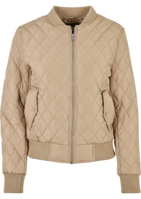 Productafbeelding van Damesquiltjas Urban Classics Diamond Quilt Nylon Jacket, kleur: unionbeige - maat: S