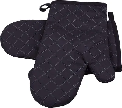 Produktbild von Topfhandschuhe, 1 Paar Ofenhandschuhe Baumwolle Anti-Rutsch Kš¹che Backofen Handschuhe Hitzebest?ndig Topfhandschuhe Topflappen Fš¹r Kochen Backen Barbecue (Black)