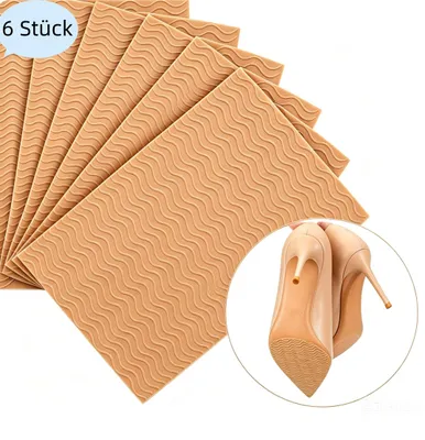 Produktbild von 6 Stück Schuhsohle Gummi,Schuhsohlen Zum Aufkleben,Anti Rutsch Sohle Schuhsohlen Protektoren Hellbraun
