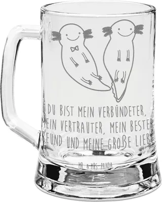 Produktbild von Mr. & Mrs. Panda Krug Axolotl Freundin - Transparent - Geschenk, Bierhumpen, Valentinstag, Glaskrug, Gravur Bierkrug, Liebe, Seidel, Humpen