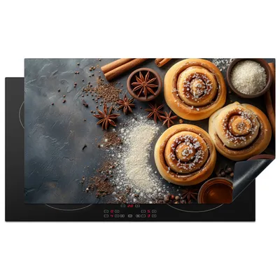 Obrázok produktu pre KitchenYeah® Kryt varnej dosky škorica - betón - potraviny, 91x52cm, kuchynská dekorácia, keramický kryt varnej dosky, krycia doska na varnú dosku