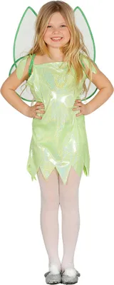 A young girl wearing a fairy costume with wings.