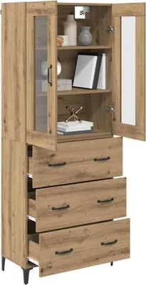 Image de vidaXL Highboard Chêne Artisan 69,5 x 34 x 180 cm Matériau dérivé du bois