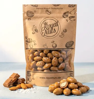 Produktbild von 500g Mandeln mit Karamellschokolade und Meersalz