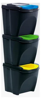 Produktbild von Mülleimer Mülltrennsystem 75L - 3x25L Behälter Sorti Box in 3 Farben