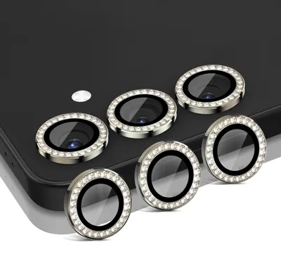 Produktbild von Kamera Linsenschutz Glas Set mit Schmucksteinen für Samsung Galaxy S25 Schutzglas Camera Linse Schutz Panzerfolie 9H Titan Grau