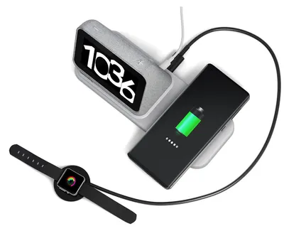 Image de Station d'accueil sans fil Lenovo pour recharger la Smart Clock 2, avec port USB-A, blanche