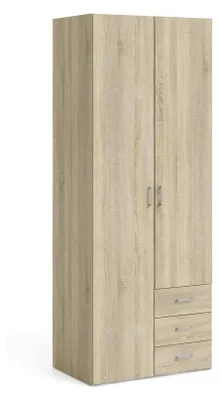 Produktbild von Kleiderschrank 2-türig - Schlafzimmerschrank Eichenbraun 49,5x200,4h cm