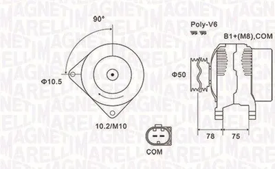 Produktbild von MAGNETI MARELLI 063731825010 Lichtmaschine Generator LiMa 150A 14V für BMW 5 Limousine (E60) 5 Touring (E61) X3 (E83) 3 Coupe (E46) 3 Cabrio (E46)