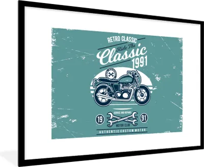 Produktbild von MuchoWow® MuchoWow® Gerahmtes Poster Motorrad - Werkzeuge - Retro 90x60 cm - Poster mit zchwarzem Bilderrahmen - Wanddekoration - Fotos