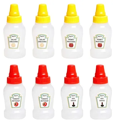 8 Mini-Ketchup-Flaschen 25 ml, ideal für Sojasauce & Dressing