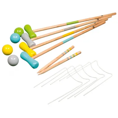 Produktbild von Krocket Set 4 Spieler 75cm 4 Kugeln 10 Tore