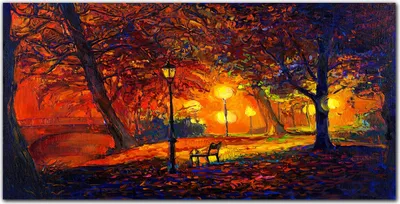 Produktbild von Coloray - Bild aus Glas - Glasbilder - 100 x 50 cm - Wanddekoration Küche Glasblock mit Bild Dekoration Wohnzimmer Gehärtetes Glas - Park Baum Blätter Im Herbst