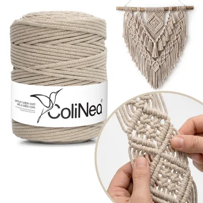 Produktbild von Baumwollkordel Geflochtene Baumwollschnur Baumwollkernschnur Für Makramee Makramee-Seil Bastelkordel 5mm 200m Cappuccino Faden DIY ColiNea