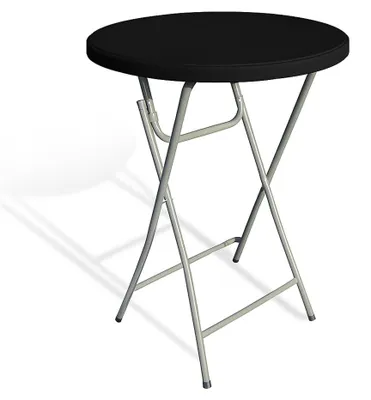 Obrázek produktu pro Skládací barový bistro stolek Ø 80 cm, výška 110 cm – černá HDPE deska, ocelový rám