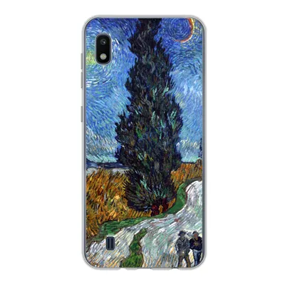 Produktbild von MuchoWow® Handyhülle Schutzhülle Hülle für Samsung Galaxy A10 Straße mit Zypresse und Stern - Vincent van Gogh Silikon Softcase Handy Hülle - Schutzhülle