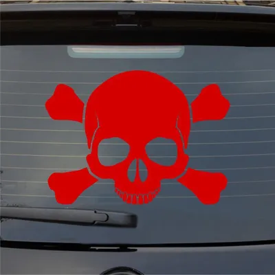 Produktbild von Heckscheibenaufkleber Totenkopf Skull Pirat Tod Car PKW 51x37 cm Rot Auto Aufkleber Sticker