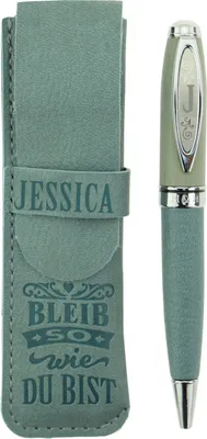 Produktbild von History & Heraldry Bamboo Persönlicher und individueller Kuli Kugelschreiber Stift mit Namen und Spruch Personalisiertes Etui Monogramm-Design persönliches Geschenk (Kuli Jessica )