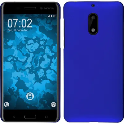 Produktbild von PhoneNatic Case kompatibel mit  Nokia 6 - Hülle blau gummiert Hard-case + 2 Schutzfolien