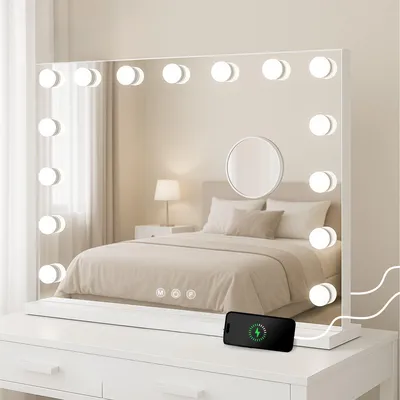 Hollywood-Spiegel 58x46 cm, LED-Beleuchtung, Bluetooth, 10x Vergrößerung