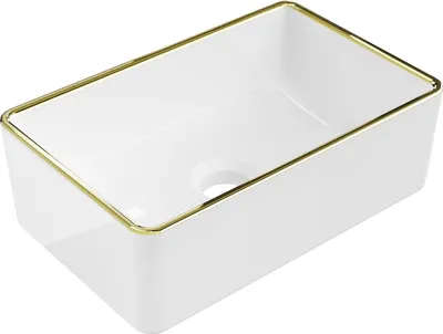 Immagine prodotto di Mexen Nadia lavabo da appoggio 36 x 23 cm, bianco/oro bordo - 21613605