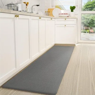 Obrázek produktu pro Kuchyňská podlahová krytina, PVC, voděodolná, protiskluzová, podlaha do kuchyně, odolná proti vlhkosti a oleji, vysoce odolná rohož, podlahová rohož, kuchyňská rohož, podlahová krytina do předsíně, rohož do vlhkých prostor (šedá, 44 x 120 cm)