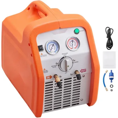 Immagine prodotto di Unità di estrazione del refrigerante a due cilindri - Stazione di estrazione del refrigerante - Unità di estrazione del refrigerante da 1 CV - Macchina per il recupero del refrigerante - 220-240 V - 7,7 lbs/min.