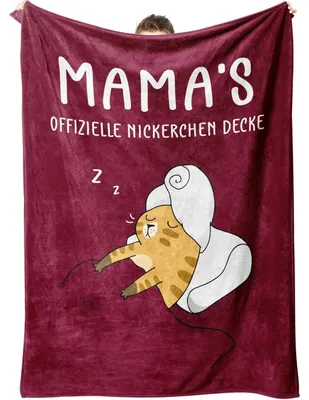 Obrázek produktu pro Pletená deka pro maminku, rozměry 157 x 132 cm, barva: vínová, materiál: flanel